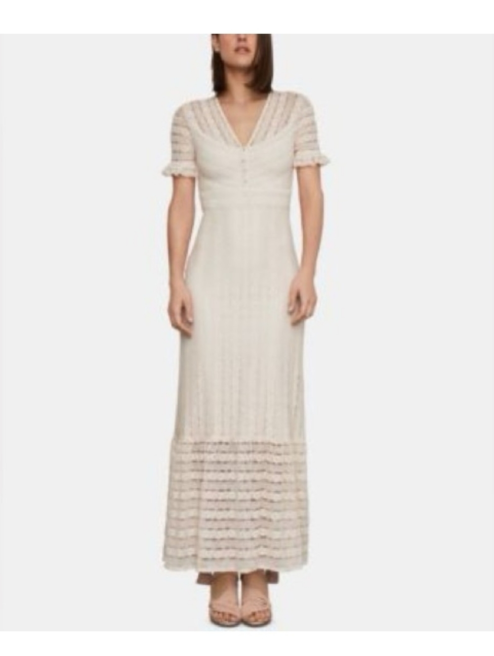 NWT BCBGMAXAZRIA Bohemian Maxi Dress Cream Lace V-Neck